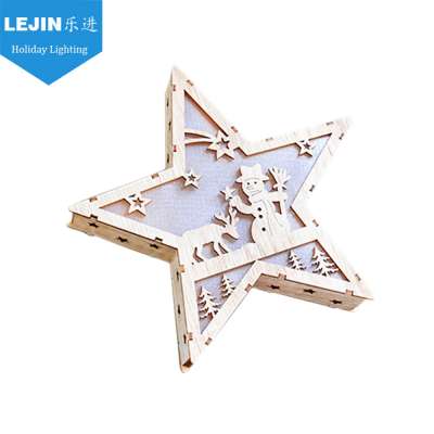 Christmas star  LED wooden mood light kids 3D shadow box  battery night lamp